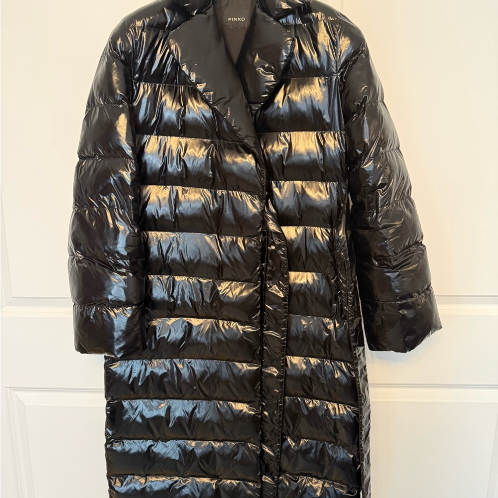 Pinko Shiny Black Puffer Coat